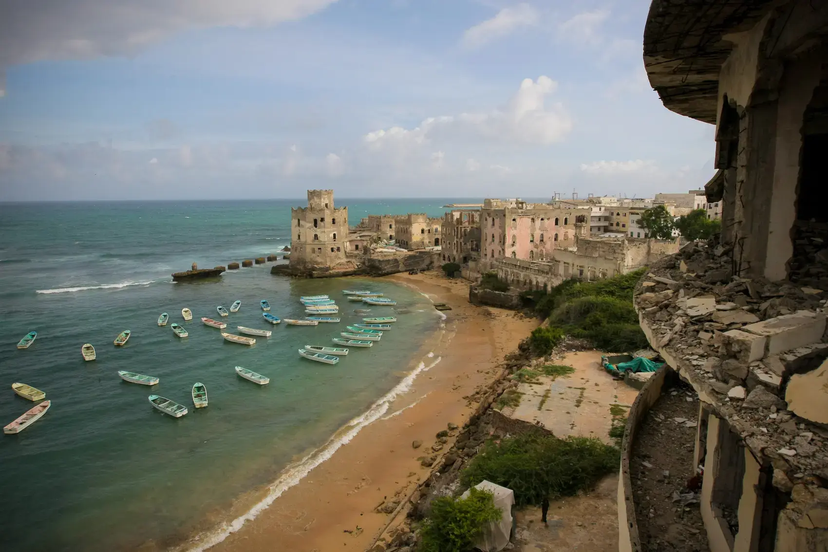 The fishing harbour of Mogadishu seen from above